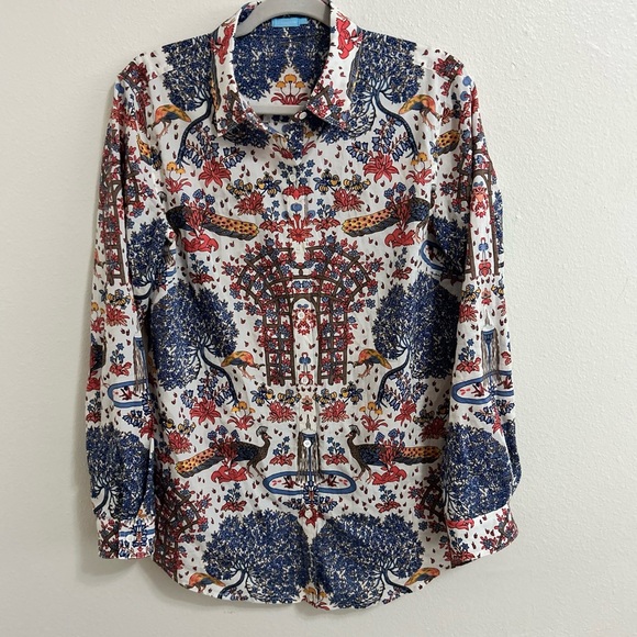 J McLuaghlin Lois Blouse bird floral print button down shirt - Picture 2 of 7